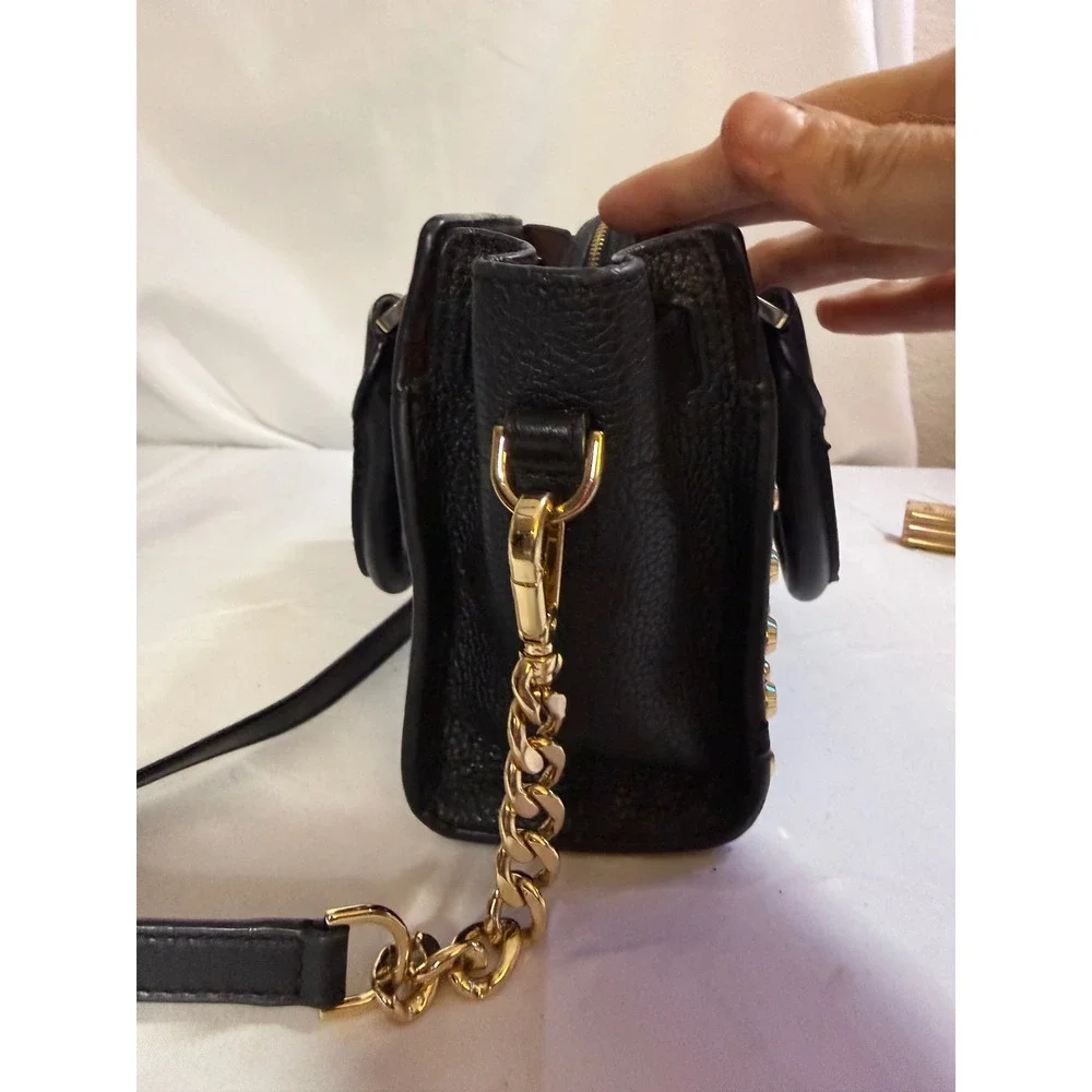 Michael Kors Hamilton Mini Messenger Black Pebbled Leather Studded Crossbody Bag